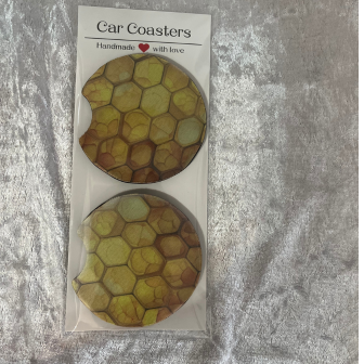 2 pk. Car coasters - Honeycomb