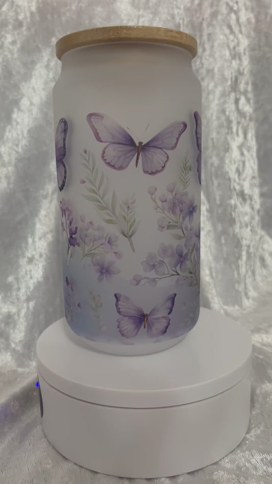 18 oz. Libbey Glasses - beautiful purple butterflies